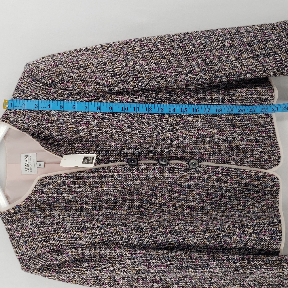Armani Collezioni NWT 3 Button Blazer Size 12 Black Pink Multi Retail $1,125 - Picture 6 of 12